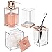 Produktbild mDesign Kunststoff Badezimmer Vorratsdosen Vanity Decor Accessory, Countertop Organizers; Seifenspender, Zahnpasta-Caddy, Spülbecher; Lumiere Collection  Set mit 4 Stück  Klar/Roségold