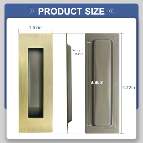 Toyvarnix Pocket Door Hardware and Edge Pull,Stainless Steel Pocket Door Handles Latch,Recessed Finger Flush Pulls,for Closet,Sliding,Barn Door (Antique Brass, 4.72Inch) by Toyvarnix - Image 2