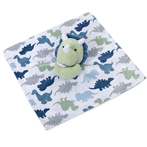 Image of Minky Animal Snuggler Lovey Blanket for Kids, Babies, Boys, Girls, Gender Neutral Security Blanket with Stuffed Animal (Dynamic Dino)