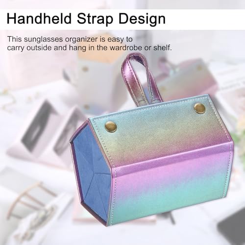 Image of PATIKIL Travel Sunglasses Organizer, 5 Slot Foldable Sunglasses Holder Leather Sunglass Storage Organizer with Pouch