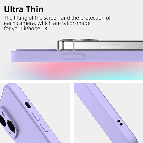 Image of DIZORO Shockproof Matte Flexible Back Cover for iPhone 13 Mini Case Square Pattern Liquid Silicon TPU Camera Protection Back Cover (5.4 Inch) - Purple