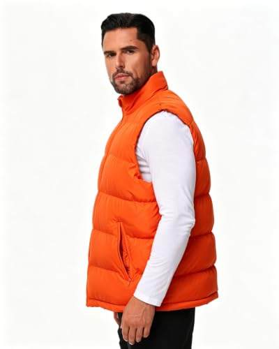 Image of JIHUILAI Men's Puffer Vest Winter Jacket Warm Puffy Vests Men Outdoor Sleeveless Lightweight Water-Resistant Vest M To 5XL