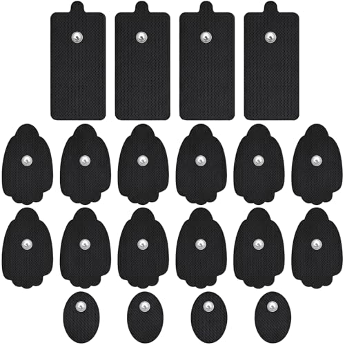 AVCOO TENS Unit Electrode Pads 20 Pack in 3 Sizes, Reusable & Latex Free TENS Pads Replacement for 50 Times, Compatible with Belifu, Nursal TENS EMS Muscle Stimulator, Using 3.5mm Button Lead Wires