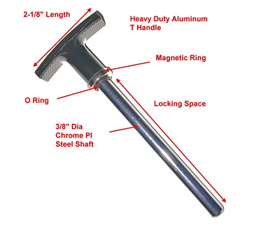SBDs (Pack of 4) MAGNETIC Pin, Tensile (3/8\" Dia x 3-1/4\" to 3-1/2\" Locking Grip ) Universal Weight Stack Heavy Duty SELECTOR KEY - Deluxe Aluminum T Handle Knob - World Class Hitch PINS - Thumbnail 3