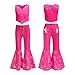 ZapLute Costume Hot Pink Disco Outfits for Halloween Birthday Party Cospla Cowgirl Costume Set Kids Disco Outfits Movie Dress up