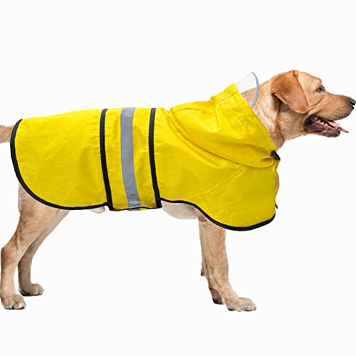 Dog Raincoat Waterproof Reflective Slicker - Lightweight Breathable Hooded Poncho Rain Coat Jacket With Adjustable Belly Strap And Leash Hole For Small Medium Large Dogs (X-Large, Yellow) #TOP1
