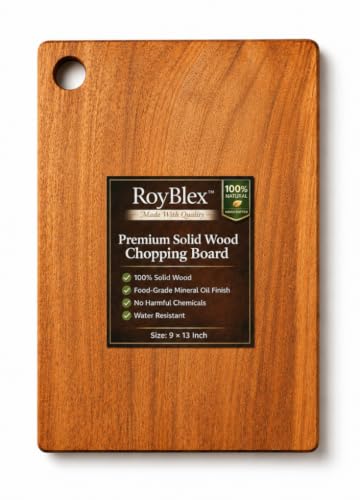 Image of Acacia Solid Wood Cutting Board 20x30 cm | Wooden Chopping Board for Kitchen | Reversible Vegetable, Fruit & Meat Cutting Board | Durable Kitchen Chopping Board (33L x 23W with Hole)