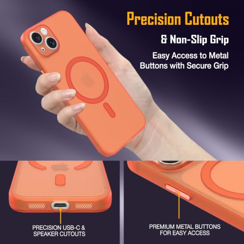 Image of ZAP CASE Paper Thin Case for iPhone 15 Plus | Ultra-Slim 0.5 mm Back Cover | Metal Buttons | Lightweight | Matte Finish | Anti-Fingerprint | Scratch Resistant | Camera Protection | Magsafe | Orange