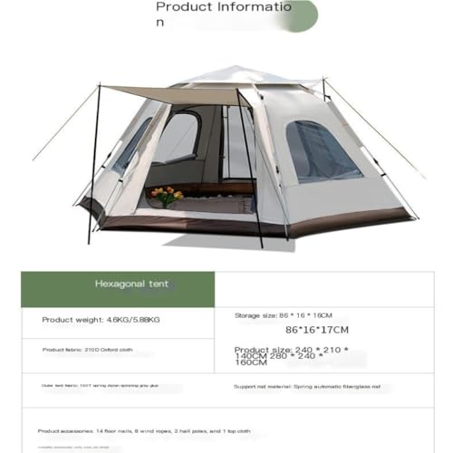 Carpa hexagonal ligera y espaciosa para camping miniatura 2