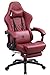 Dowinx Chaise Gaming Réglable Fauteuil de Bureau Game PC avec Repose Pieds, Chaise Gamer avec Support Lombaire de Massage, PU Ergonomique Siege Gamer avec Appui tête, Fauteuil de Style Course(Rouge)