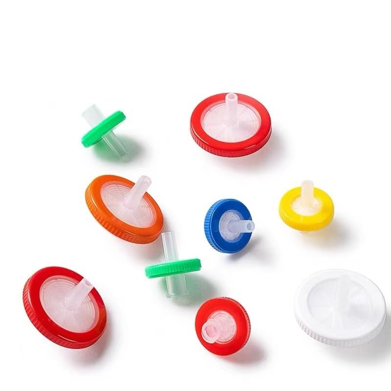 Filtro de jeringa de 13/25 mm, nailon PES PTFE MCE fibra de vidrio 0,22/0,45 μm | Filtro de laboratorio desechable de membrana múltiple for prefiltración de muestras de gas líquido(25mm 0.22um PTFE)