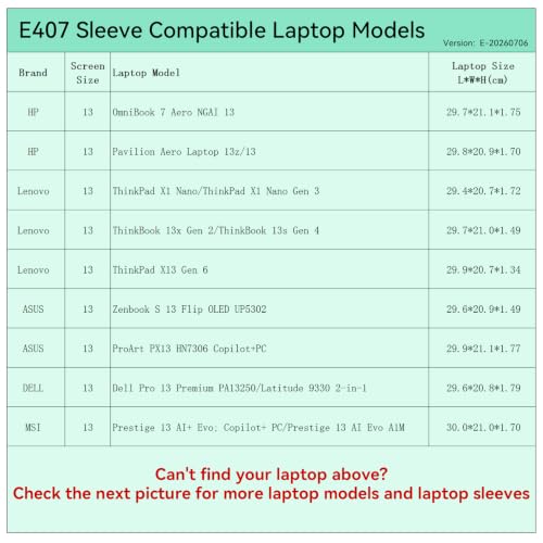Image of Smatree Elite Laptop Sleeve for 13 inch HP OmniBook 7 /Pavilion, Lenovo ThinkPad X1 Nano /ThinkBook, ASUS Zenbook /ProArt, DELL Latitude /Pro 13, MSI Prestige, Protective Laptop Case with Pocket(E407)
