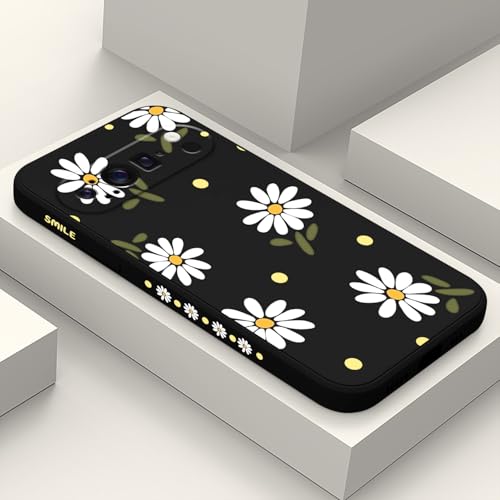 Étui Google Pixel 9 Pro XL LEECG noir aux motifs de pâquerettes fleuries