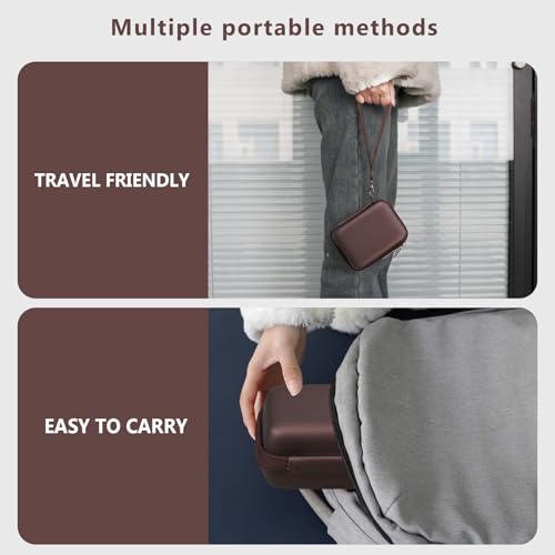 Image of Camera Case for Canon PowerShot ELPH 360 HS A, IXY 650 /ELPH 360 Camera Protective Case Storage Holder Travel Bag with Wrist Strap, Mesh Pocket for Battery Pack, USB Cable, Brown