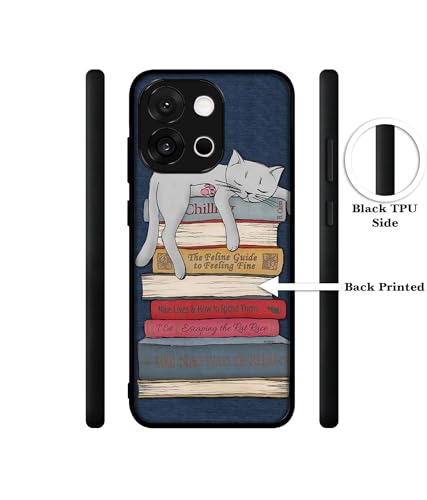 Image of Cat Sleeping On The Books Design Premium 2D Printed Metal Back Case Cover for OnePlus 13s 5G / 13T 5G