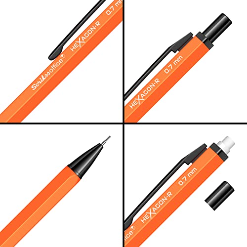 Image of Scrikss 0.7 mm Cute Aesthetic Mechanical Clutch Lead Pen Pencil | for Drafting Sketching Drawing | Orange Penpencil | Hexagon-R