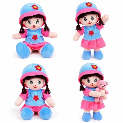 Image of Cute 35Cm Plush Doll Toy for Girls - Addie Girl Soft Stuffed Rag Doll - Perfect Cuddle Companion Baby Doll for Kids Toddlers Children Birthday Gift Bedtime Sleep Toy Gift