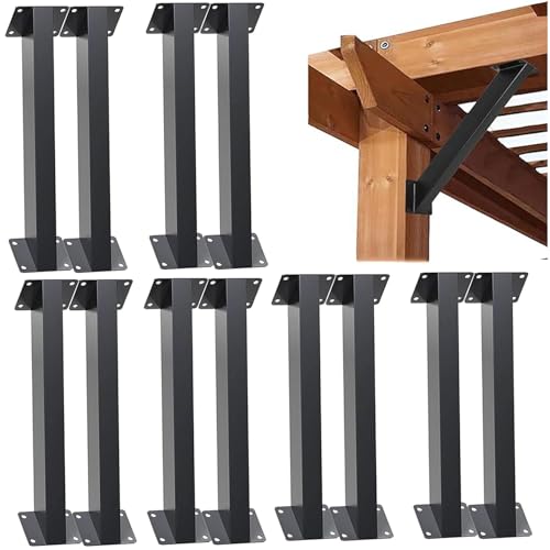 12 piezas de soporte angular de 45 grados, soporte para vigas de montaje interior en techos, soporte metálico negro de acero pesado de 45 grados para pérgolas, cenadores y patios miniatura 1
