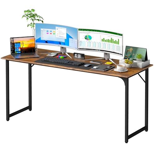 Image of PayLessHere | 63 Inch Computer Desk | Vintage | Office Desk with Metal Frame, Adjustable Feet | Water-Resistant, Scratchproof Surface | Sturdy Writing Table for Home Office or Study | Pack of 1