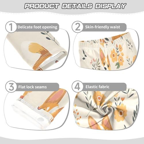 Bolaz Toddler Girls Leggings Printed Yoga Pants Leggings Yeloow Flower Dog for Kids3