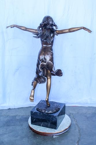 Estatua de niña corriendo de bronce tamaño real miniatura 6