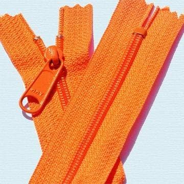 Nylon Coil YKK Orange #4.5 Handbag Zippers with Long Pull Slider - Closed Bottom - Color: Orange #523 - Choose Your Length - Made in The United States (10 Zippers Per Pack) (48" Inches)