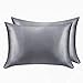 2 Pack Zippered Satin Toddler Pillowcaes, 14x 20 Inches, Luxury and Silky Soft Travel Zip Pillow Cases (Queen, Dark Grey)
