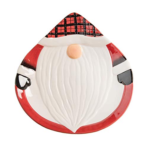 Gallerie II Plaid Gnome 3D Small Christmas Cookie Plate Red