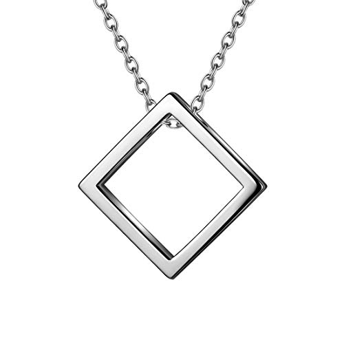 Beautlace Square Necklace Silver Plated Minimalist Geometric Rectangle Pendant Multilayered Choker Sets For Couples And Lovers Kp0104W #TOP12