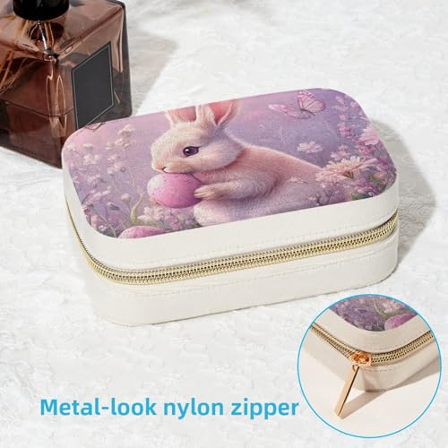 Boîte à bijoux œuf de lapin violet pour boucles d'oreilles et bagues