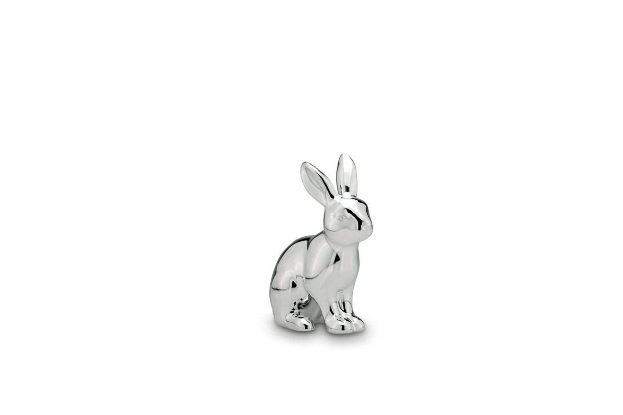 Vo Design Silver Easter Decoration Rabbit Small Sitting Porcelain Glossy