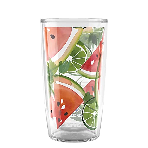 Tervis Yao Cheng Chilled Fruit Watermelon Lime Made in USA Double Walled Insulated Tumbler Travel Cup Keeps Drinks Cold & Hot, 16oz, Watermelon Lime