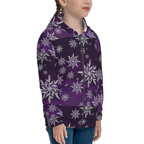 Snowflake Gradient Purple Kids Pullover Hoodies Boys Zip Up Sweatshirts Girls Athletic Clothes with Pocket4