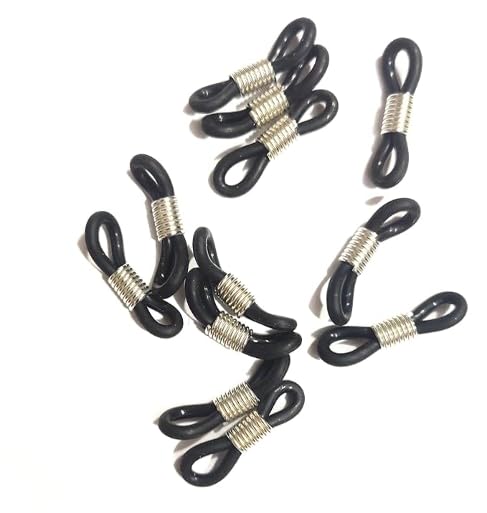 VIGHNESHWAR TRADERS 20 PCS Ear Hook Eyeglasses Spectacles Chain Glasses Retainer Ends Rope Sunglasses Cord Holder Strap Loop Connector (Color-Black Silver)-image-30