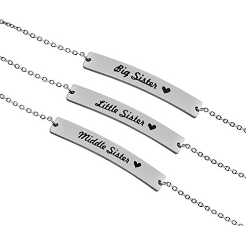 Sisters Bar Necklaces 3 Pieces Big Sis Middle Sis Little Sis Necklace Set Gift for Sisters2