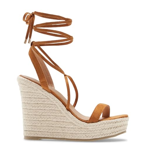Image of Coutgo Women's Espadrille Wedges Lace Up Platform Ankle Cross Strap Slingback Summer Dress Sandals