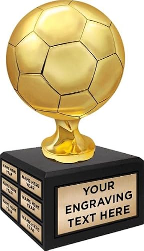Crown Awards Soccer Champion Shiny Gold Sculpture Award, 14.75" Soccer Gold Perpetual Trophy - Engraving Included