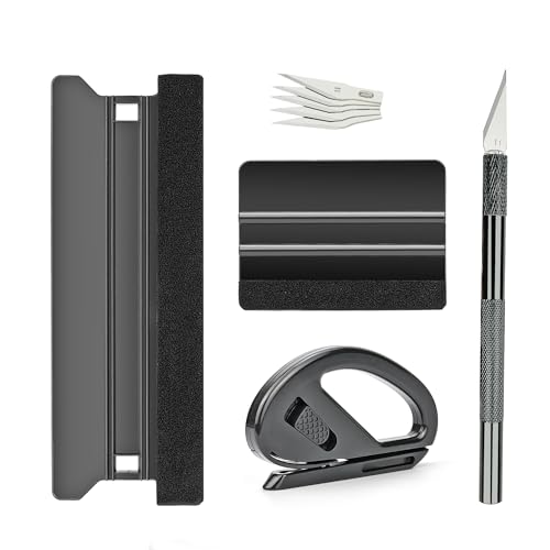 Wallpaper and Vinyl Wrap Installation Tool Kit - Includes 4inch & 8inch Felt Edge Squeegees, Trimmer Tool, for Window Tint, Stickers, Protective Films, Transfer Film, Signboards