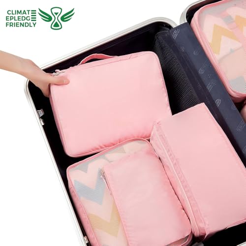 Image of BAGAIL 8 Set Packing Cubes Luggage Packing Organizers for Travel Accessories-Blush Pink