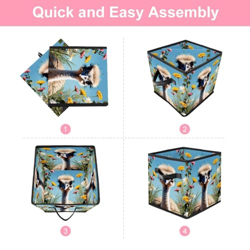 Boîte de rangement pliable au design autruche chic et structure robuste - 7