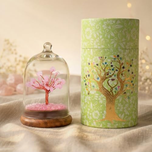 Image of Astrotalk Rose Quartz Dome Crystal Tree | Nurture Bonds & Inner Peace | Feng Shui Items for Good Luck | Housewarming Gifts | Aesthetic Home Decor Items | Valentine Gift for Girlfriend