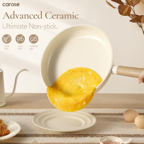 image for CAROTE 11pcs Ceramic Cookware Set, Pots and Pans Set Non Stick, Nonsti