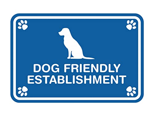 Classic Framed Paws, Dog Friendly Establishment Sign (Blue) - Large