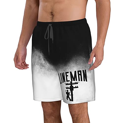 PAUPPY Funny-Lineman-Electrician-Power-Men Swim Trunks Board Shorts Mens Swimming Trunks Beach Shorts Swimsuit Shorts - XX-L White2