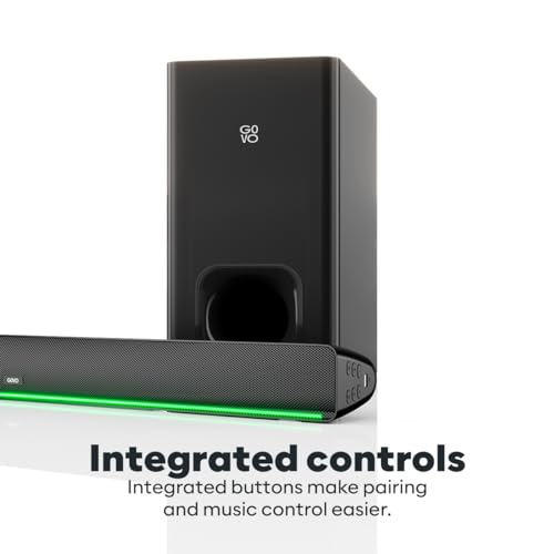 Image of GOVO GoSurround 960W | 550Watt Sound bar, 2.1 Channel Home Theatre, 8 inch subwoofer, HDMI, Opt, AUX, USB & Bluetooth, 4 Equalizer Modes, Stylish Remote & LED Display (Black)