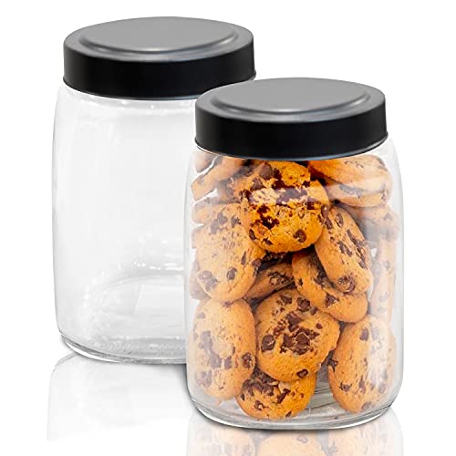 Kitchen Storage Jars Set of 2 â 90Oz Square Glass Canisters with Lids â Durable Canister Sets for Kitchen Counter â Non-BPA Glass â Multipurpose and Versatile Pantry Containers