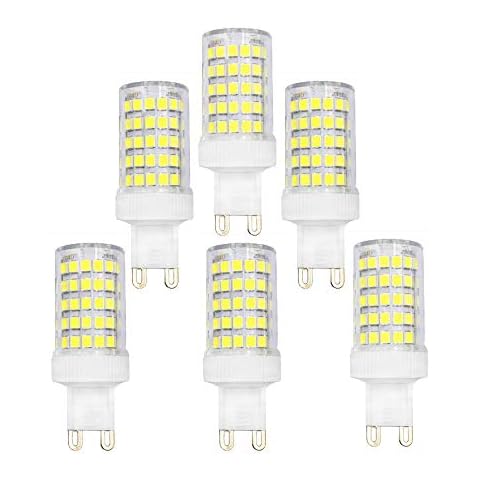 BAISHICHENG G9 10W Ceramic Base LED Light Bulb(Replacement of G9 100W Halogen Lamp)Non-Dimmable Bulb 6000K Cool White 1000LM 6Packs Cover