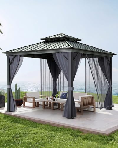 GarveeLife Hardtop Gazebo 12 ft x12 ft for All Weather,