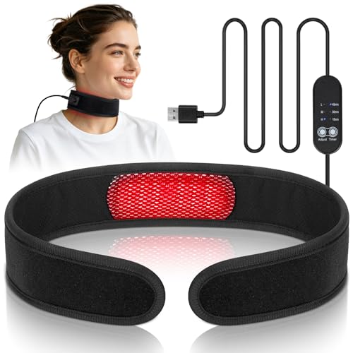 Upgraded 2-in-1 Red Light Therapy Belt for Throat & Neck, Dual-Wavelength 660nm Red Light & 810nm Near-Infrared Light, 3 Red Light Modes,Timer Function,Relaxation & Daily Wellness