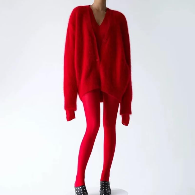 Image of Womens Fuzzy Sweaters Cardigan V-Neck Button Down Oversized Mohair Sweater Casual Y2k 2026 Fall Winter